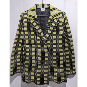 Neera 20:52 | Knit double breasted blazer in yellow check